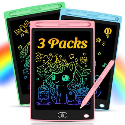 3 Pack LCD Writing Tablet for Kids - Erasable and Reusable Toddler Doodle Board in 8.5 inch, Ideal Drawing Pad for Learning Toy for Ages 3-8, Gift