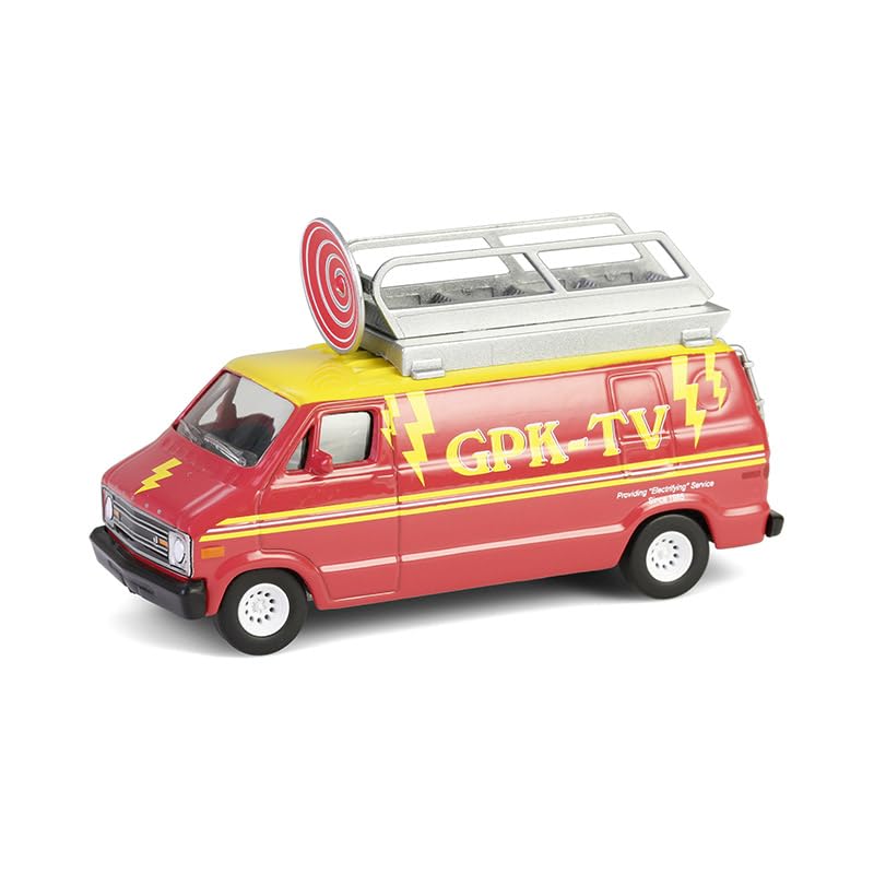Greenlight Collectibles 54110-D 1:64 Scale Garbage Pail Series 7 - Dish Grace - 1976 Dodge B-100 with Roof Mounted Satellite Dish