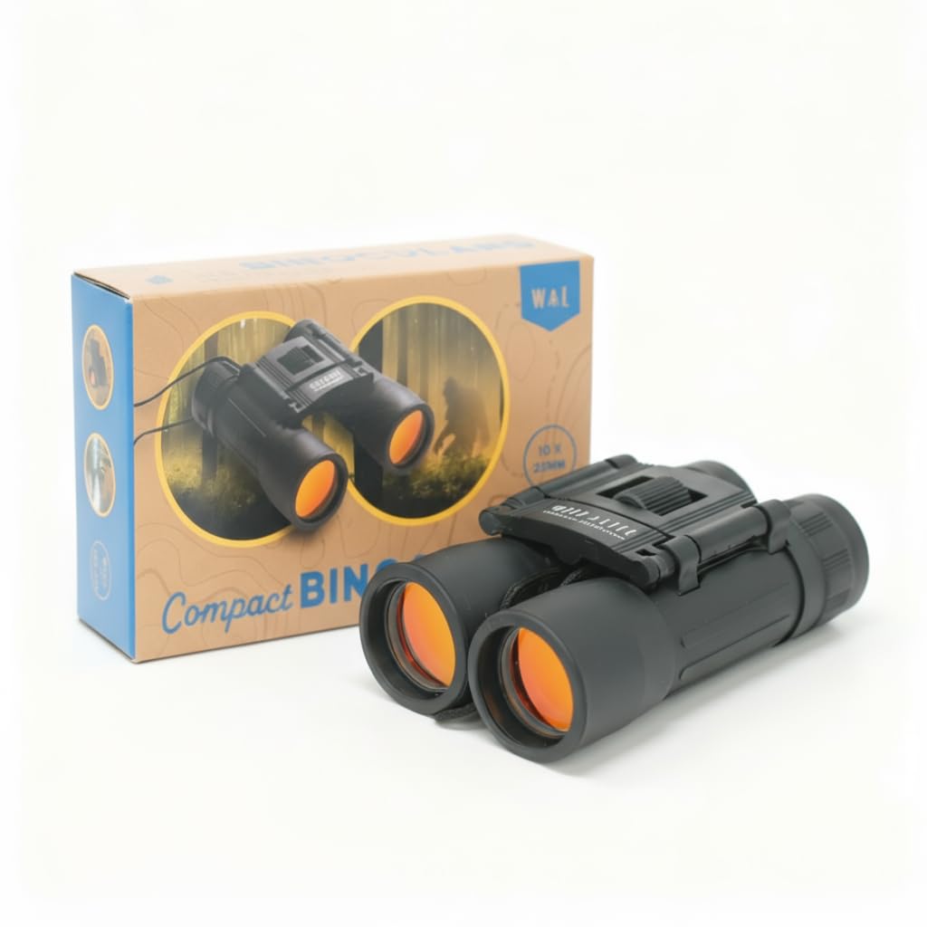 Wild Life Outdoor Adventures Compact Binoculars 10x25 for Kids & Beginners
