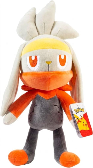 Pokémon Official 12-Inch Raboot Plush Toy - Large Soft Stuffed Animal from Sword & Shield Scorbunny Evolution - Authentic Licensed Pokémon Figure