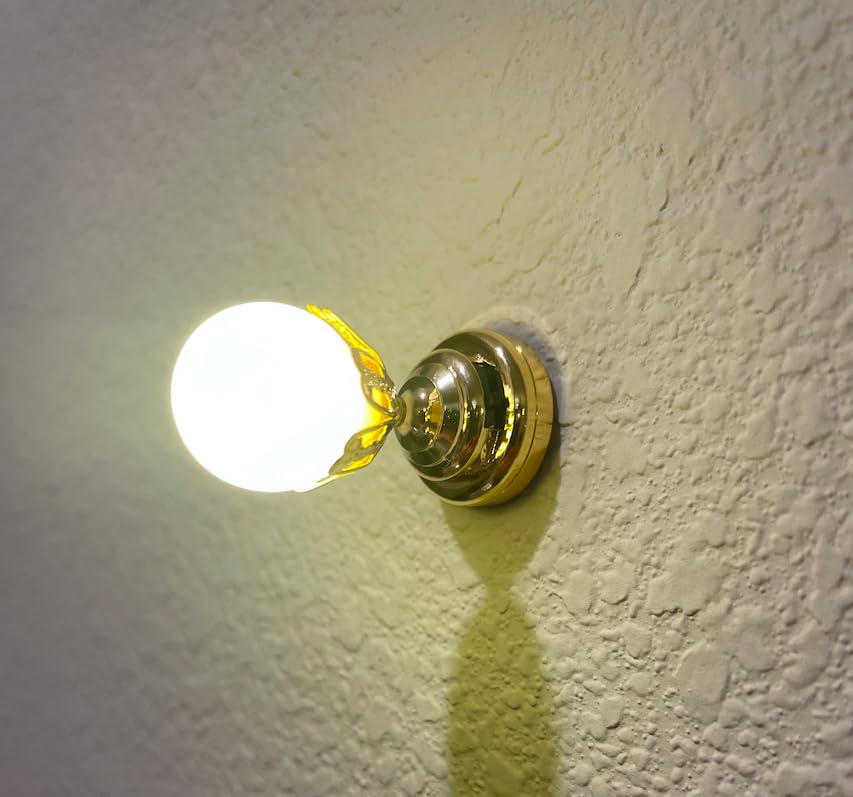Miniature Globe Light Ceiling Lamp, 1:12 Scale Dollhouse Accessory, Gold Finish, 1 inch High