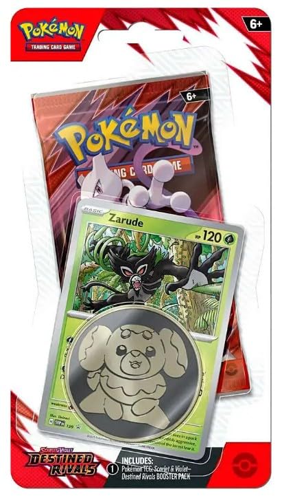 Pokemon TCG Trading Card Game Scarlet and Violet Destined Rival Single Pack Booster with Coin and Promo Card (Zarude)
