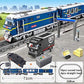 General Jim’s Motorized Blue Diesel Cargo Train Set, LED Light Up Engine, Sliding Door Railcars, Complete City Track System, Cargo Truck and Loading
