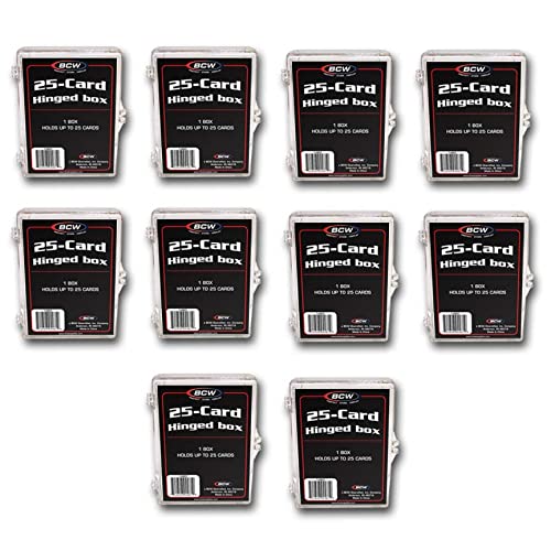 BCW Hinged Trading Card Box - 25 Count - Pack of 10 | Plastic Trading Card Storage Box with Snap Lock | TCG Card Case for Pokémon, MTG, Yugioh | Clear
