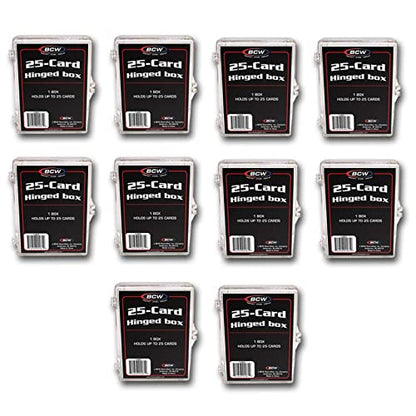 BCW Hinged Trading Card Box - 25 Count - Pack of 10 | Plastic Trading Card Storage Box with Snap Lock | TCG Card Case for Pokémon, MTG, Yugioh | Clear