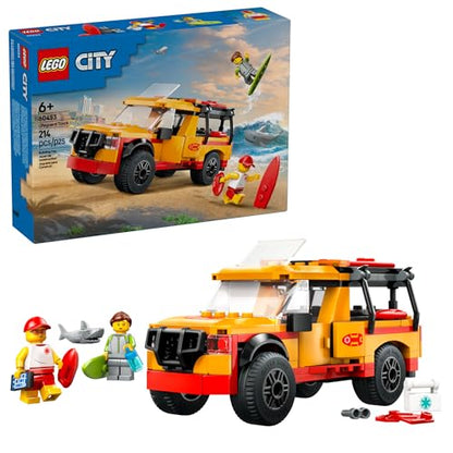 LEGO City Lifeguard Beach Rescue Truck Toy - Building Set for Kids, Boys and Girls, Ages 6+ - Includes 2 Minifigures, Shark Toy - Gift for