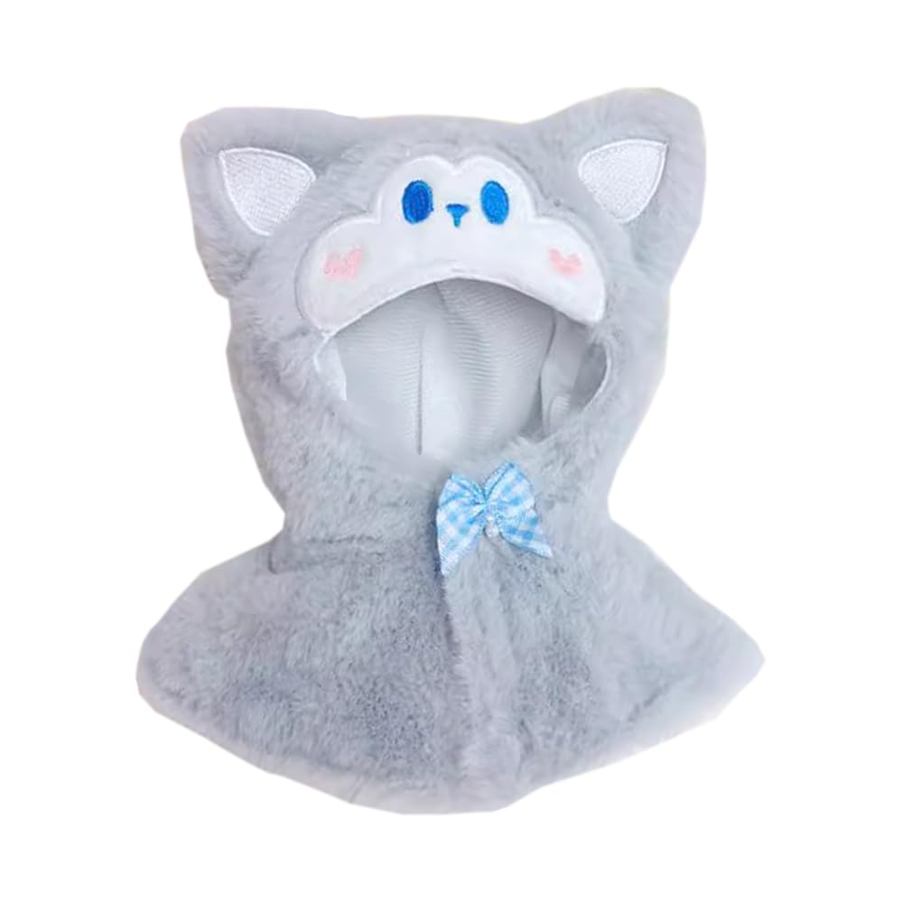 niannyyhouse 10cm Plush Doll Clothes Loose Shawl Cat Puppy Panda Bear Vest Doll Accessories Dress Up (Gray)