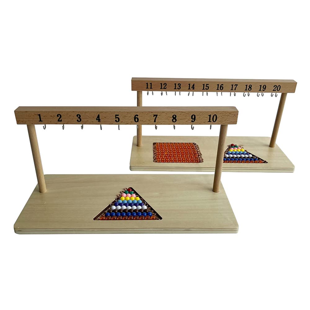 Kghios Montessori Math Toys Materials for Toddlers 1-20 Beaded Hanger Color Bead Stairs with Beads Montessori Mathematics Eductional Materials