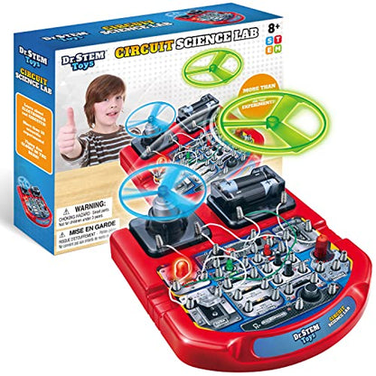 Dr. STEM Toys Circuit Board for Kids | Fun Educational Science Kit with Real Wires, LED Lights & a Fan that Actually Flies | Includes 18 Cool Science