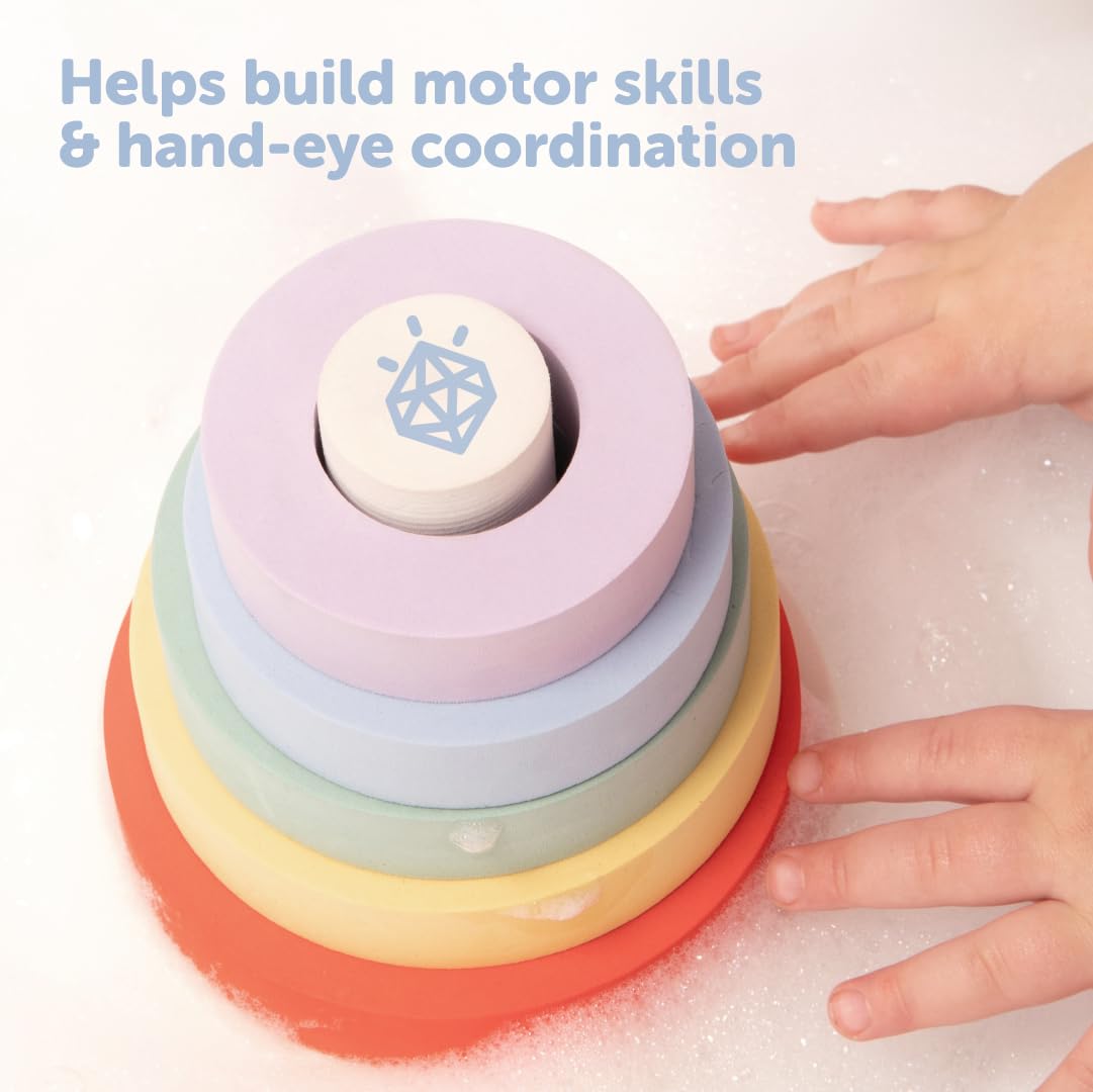 Jool Baby Stacking Rings Bath Toy with Base - for Babies, Toddlers & Kids