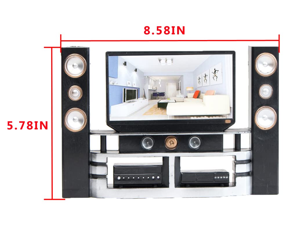 E-TING Miniature Dollhouse Furniture Accessories Playset for 11.5-12 inches Dolls (Hi-Fi TV Cabinet Set)