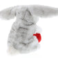 DolliBu I Love You Valentine Plush Grey Rabbit - Cute Soft Cuddly Stuffed Animal with Red Heart Gift for Valentines Day, Birthday Present