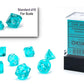 Chessex 10mm Translucent Teal & White Polyhedral Dice Set - Compatible with Dungeons & Dragons (D&D), Pathfinder & Other TTRPGs - Includes 7 Dice: D4
