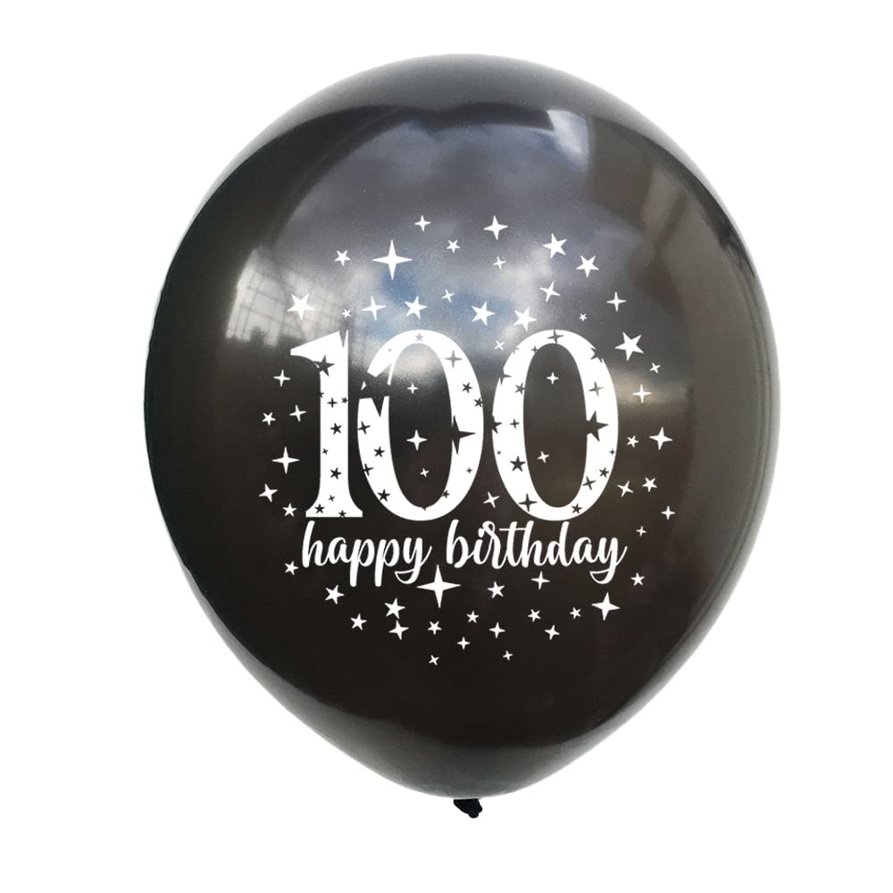 SHUNTAI 100th Birthday Balloons Gold and Black 12 inch 15 Pieces