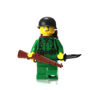 Battle Brick 1.6 Inches Tall US Army WW2 Rifleman Soldier Collectible Custom Minifigure | Printed in the USA | Genuine Military Minifig| Great Gift