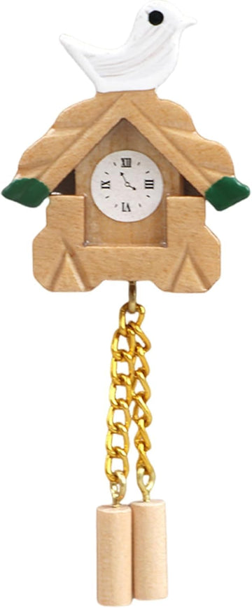 1Pc Miniature Wooden Clock, 1/12 Scale Accessories, 1/12 Scale Cuckoo Clock Dollhouse Miniatures Realistic Bird Wall Clock Dollhouse Furniture
