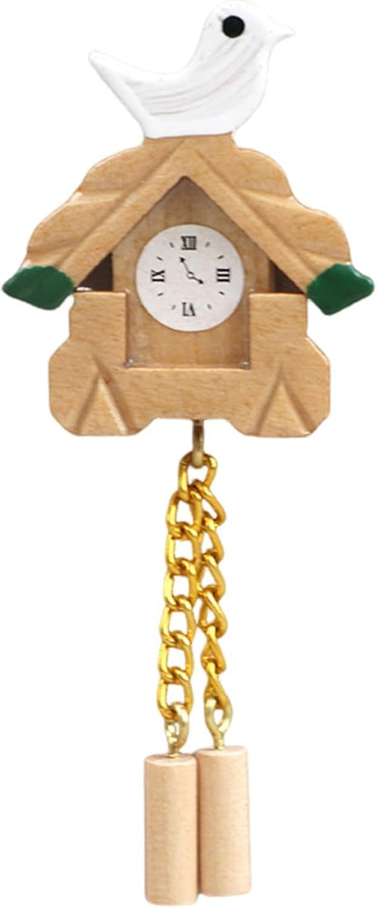 1Pc Miniature Wooden Clock, 1/12 Scale Accessories, 1/12 Scale Cuckoo Clock Dollhouse Miniatures Realistic Bird Wall Clock Dollhouse Furniture