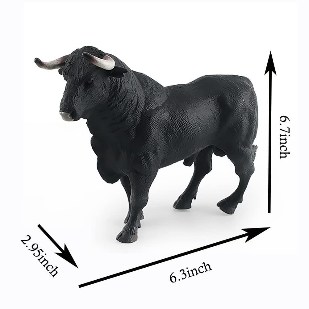 DOYIFUN Simulated Cowboy with Black Bull Figure Toy, Realistic Spanish Bullfighter Cattle Figurines Preschool Science Educational Learn Cognitive Toys
