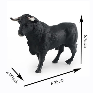 DOYIFUN Simulated Cowboy with Black Bull Figure Toy, Realistic Spanish Bullfighter Cattle Figurines Preschool Science Educational Learn Cognitive Toys
