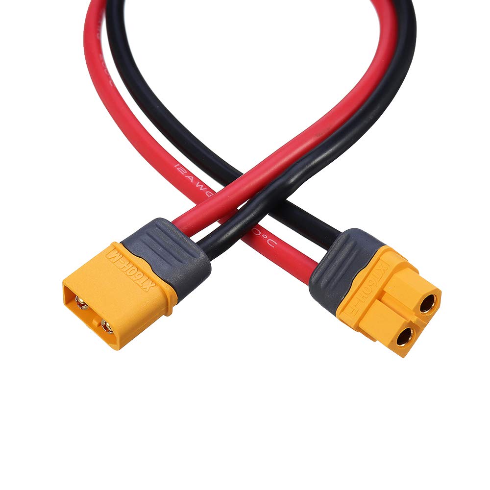 Yiqigou 2 Pairs Amass XT60 Plug Male Female Connector Adapter with Sheath Housing with 5.9inch 12AWG Silicone Wire for RC Lipo Battery FPV Racing