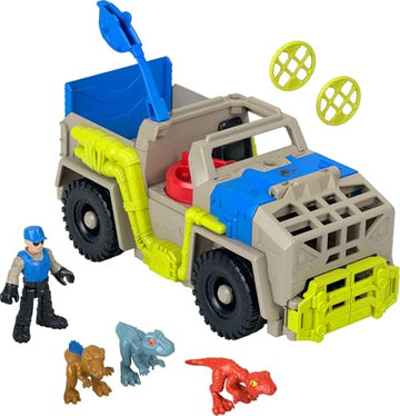 Fisher-Price Imaginext Jurassic World Dinosaur Toys Track & Transport Dino Truck & Figure Set for Pretend Play Kids Ages 3+ Years