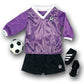 Sophia's 18" Doll 4 pc. Soccer Uniform with Long-Sleeved Purple Jersey, Black Shorts, Black Cleats, and Soccer Ball