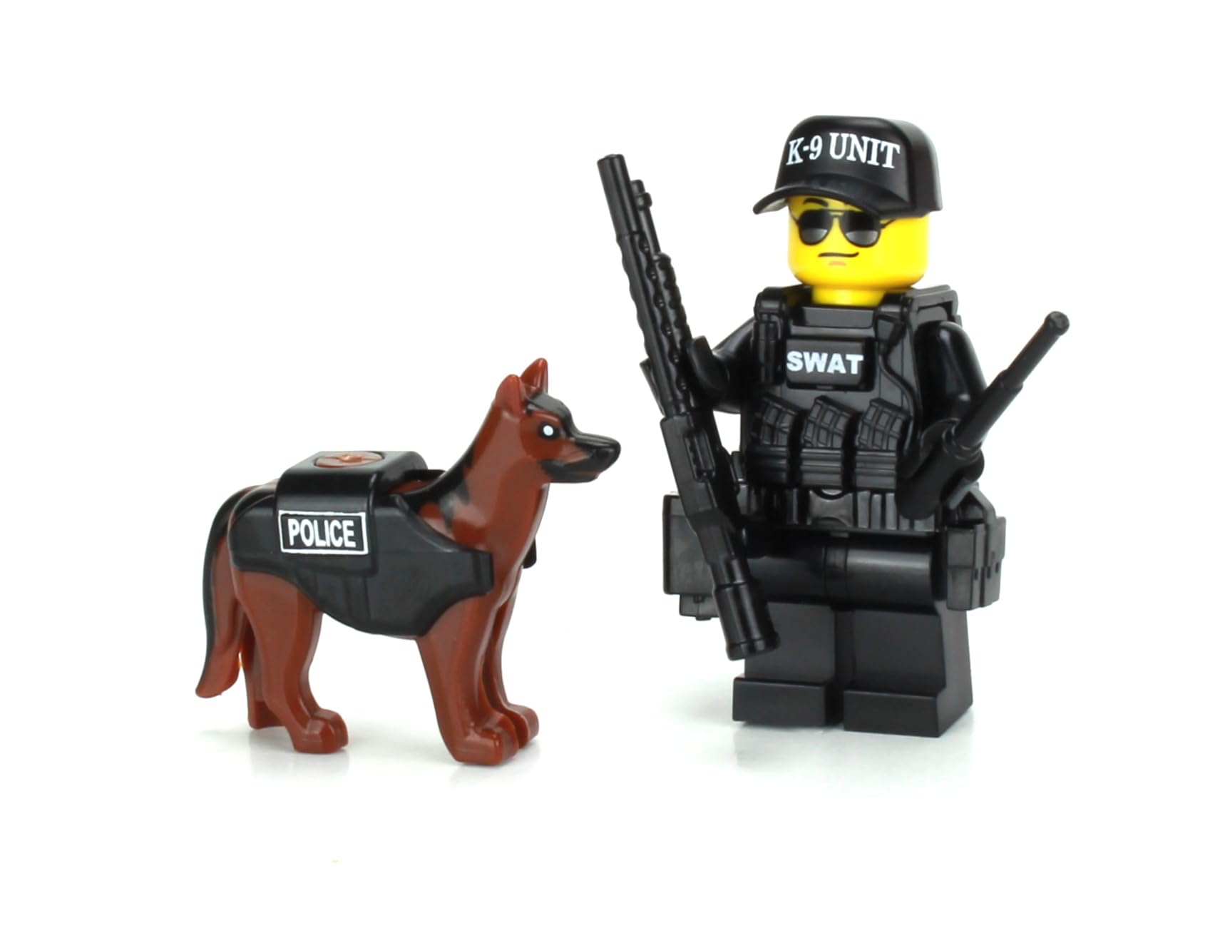 Battle Brick 1.6 Inches Tall Police K9 Tactical Assault Officer Collectible Minifigure | Genuine Minifig | Packaged in the USA | Great Gift for Ages