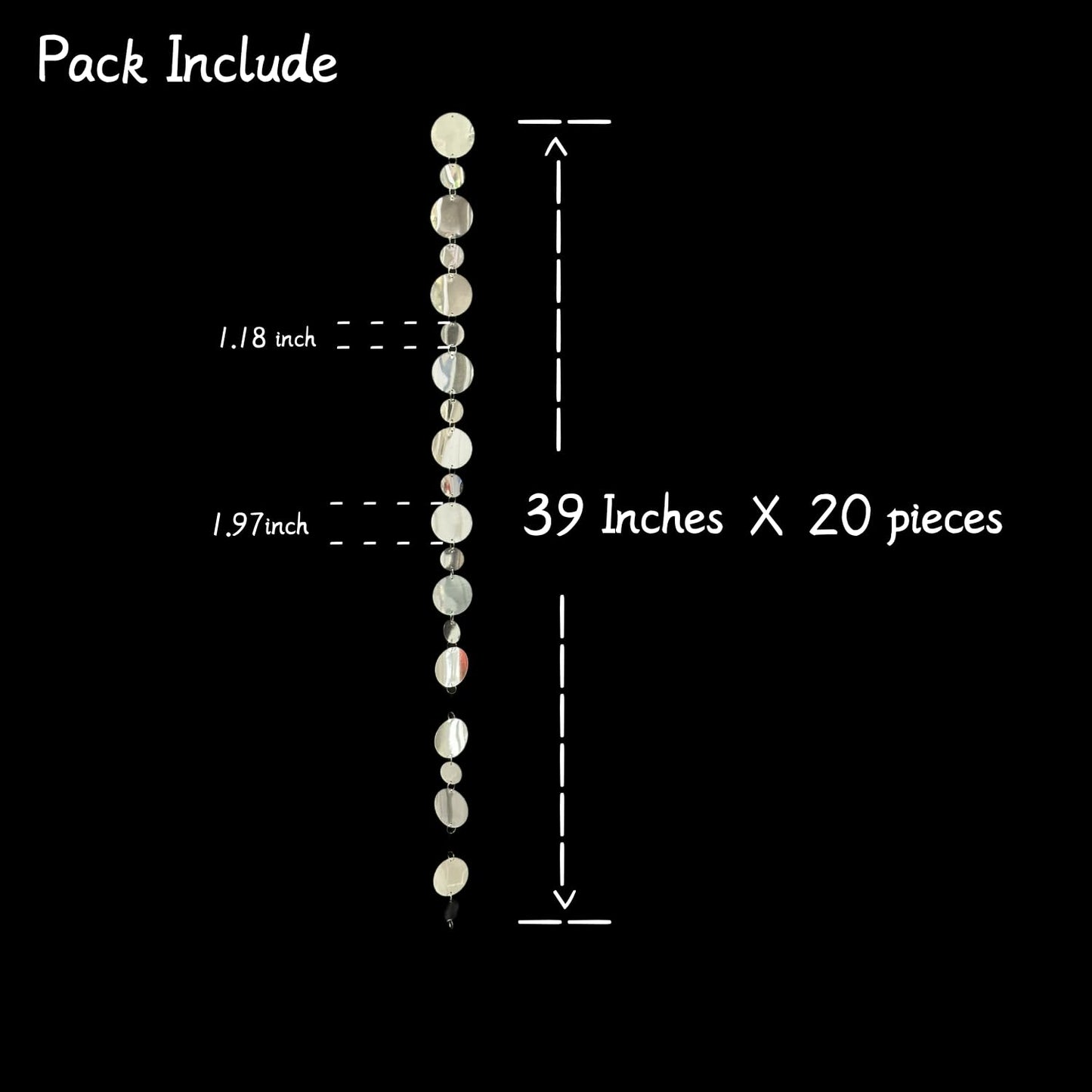 Silver Shimmer Wall Backdrop, 20 Packs Silver Sequin Curtain Circle Dots Garland for Wedding, Birthday, Bachelorette Party, 70s 80s 90s Theme Disco
