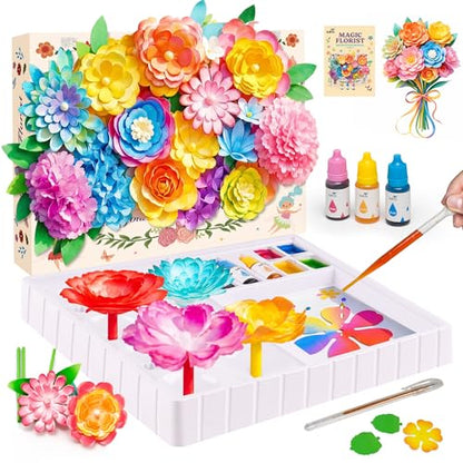 Kiditos Magic Flower Craft Kit for Girls, DIY Color Changing Flower Bouquet Craft & Science Kit, Arts & Crafts STEM Toy, Creative Birthday Gift