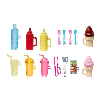 Mattel Replacement Parts for Fresh 'n Fun Food Truck Barbie Doll Playset - GMW07 Replacement Drink Cups, Ice Cream and Silverware