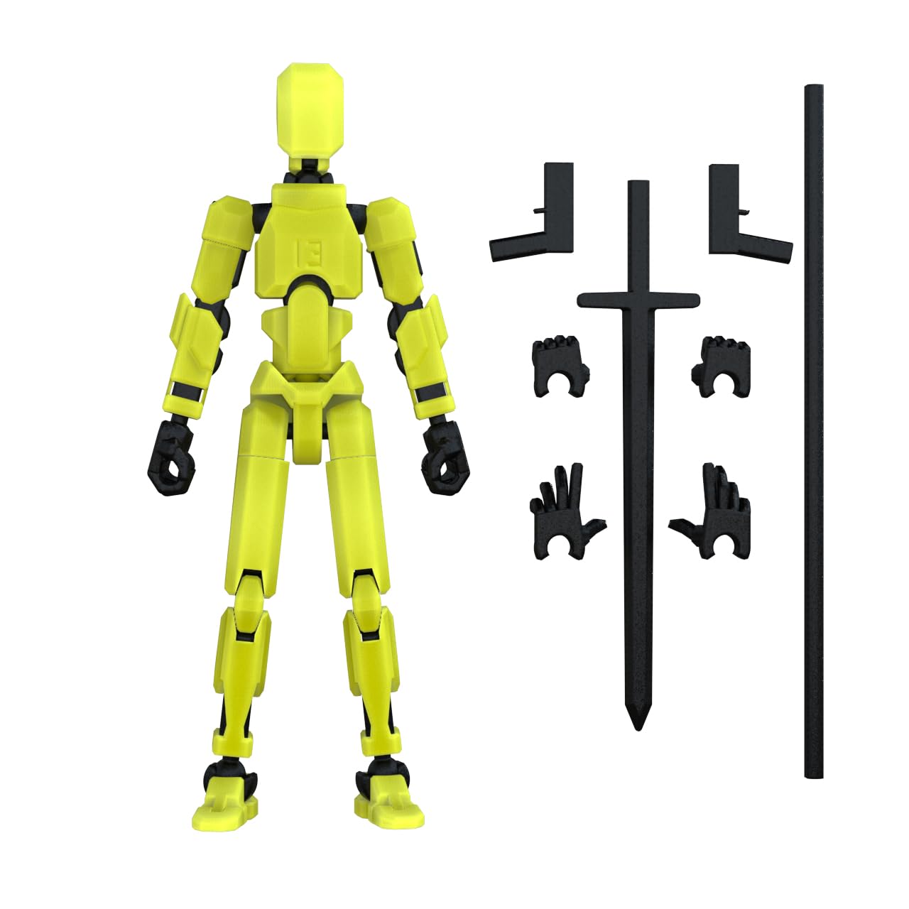 MerryXD T13 3D Action Figure,Assembly Completed Dummy Nova Titan Lucky 13 Action Figure 3D Printed Multi-Jointed Movable Toy Grow in The Dark Yellow