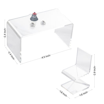 SAMCAMI Dollhouse Furniture, Transparent Acrylic Dining Table with Chairs for 1/12 Scale Dollhouse Kitchen, Cake Topper (1 Dining Table with 4 Chairs)