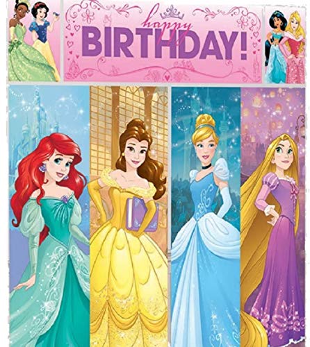 Amscan Disney Princess Dream Big Birthday Party Scene Setters Wall Decorating Kit (5 Piece), Multicolor, 59" x 65"