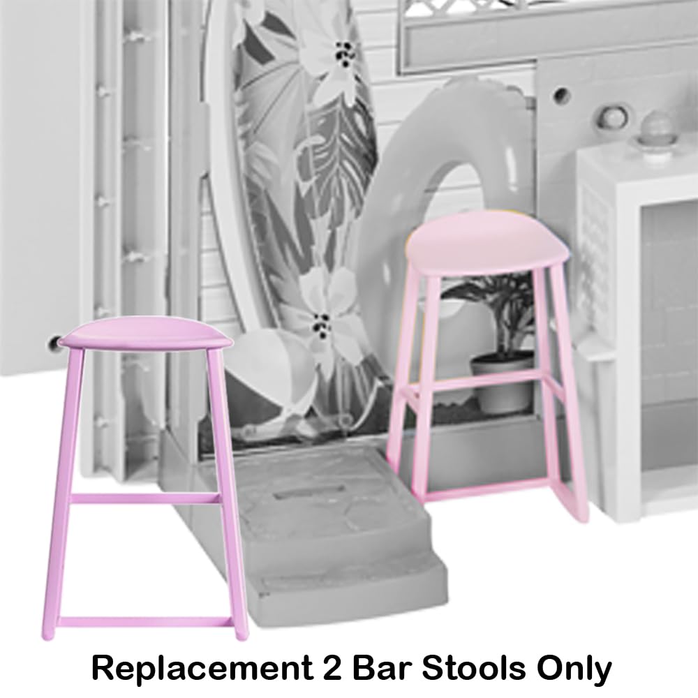 Replacement Part for Barbie Doll Dreamhouse Dollhouse Playset HMX10 - Replacement 2 Pink Barstools