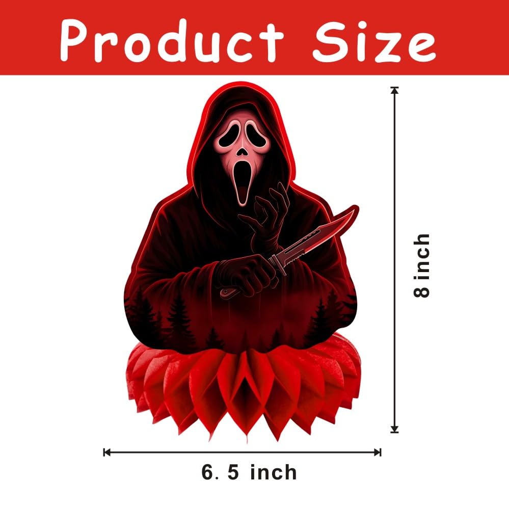 8Pcs Scream Honeycomb Table Centerpiece, Scream Birthday Party Supplies Table Decorations for Kids Party Decorations