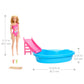 Barbie Doll & Pool Playset, Blonde in Tropical Pink One-Piece Swimsuit with Pool, Slide, Towel & Drink Accessories