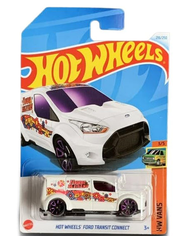 Hot Wheels Ford Transit Connect Treasure Hunt (White Flower Delivery), HW Vans 3/5