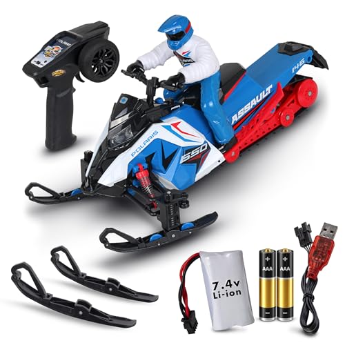 NKOK Polaris Switchback Assault RC Snowmobile - 1:10 Scale, (Blue/Red)