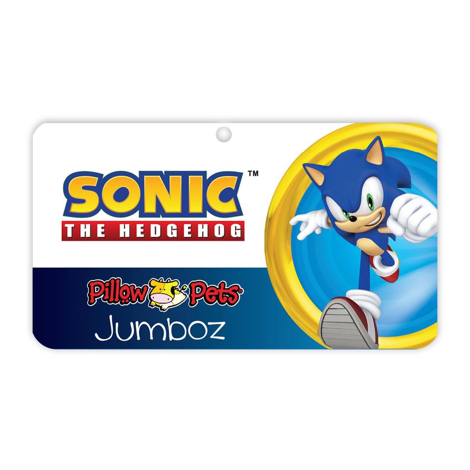 Pillow Pets Sonic The Hedgehog Jumbo 30" Plush Pillow Pet - Giant Soft Stuffed Animal, Unfolds into Comfortable Pillow for Sleep, Play, and Nap Time