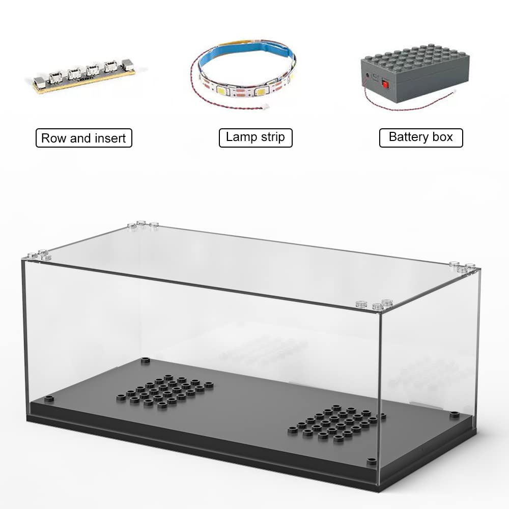 Mould King Clear Display Case with LED Lights for Mould King Speed Champions Cars, Suits MK 27013 27014 or Other Brand's Cars with The Same Size