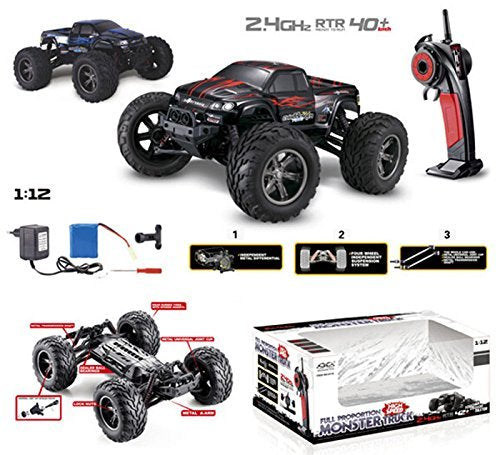 FMTStore 42+kmh 1/12 Scale RTR Remote Control Brushed Electric RC Car 2.4Ghz 2WD High Speed Remote Controlled Car Truck