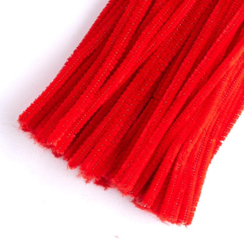 Bulk Pack of 400 Red Pipe Cleaners. Fuzzy Stick Chenille Stems for Christmas Valentine Arts and Crafts, Flowers, Animals, Figures and More - Size: 12