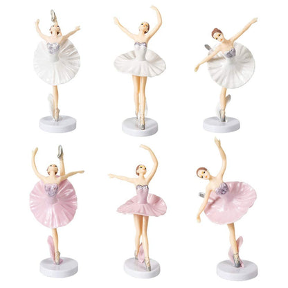 HYSTYLE 6 Pcs Dancing Ballerina Girl Figurine Cake Topper Decoration, Ballerina Girl Plant Pot Craft Dollhouse Decoration