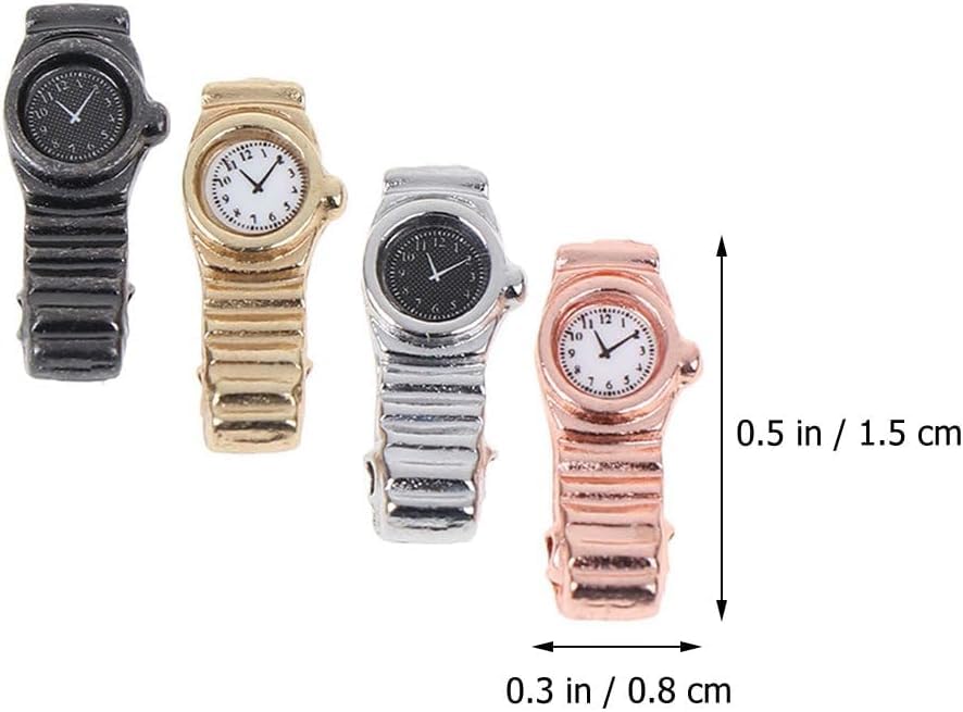 4Pcs/Set Miniature Watch Set Dollhouse, 1:12 Scale, Mini Crafts Dollhouse, DIY Accessories Decorations