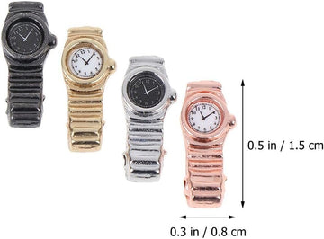 4Pcs/Set Miniature Watch Set Dollhouse, 1:12 Scale, Mini Crafts Dollhouse, DIY Accessories Decorations