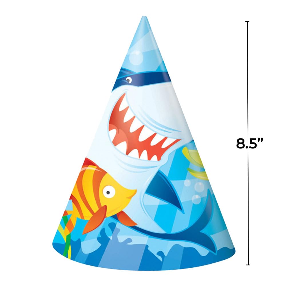 Fin Friends Party Cone Hats | One Size | 8 Pcs