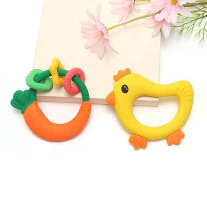Neoberry Baby Teether with Easy-Hold Handle, Silicone, BPA-Free, Soothe Sore Gums, Textured for Sensory Development, Teethable Surfaces - Baby