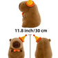 Xshelley 11.8 inch Capybara Plush Toy Pillow with Happy Birthday Hat Bow Soft Stuffed Animal Kids Party Decoration Gift (Birthday Style)