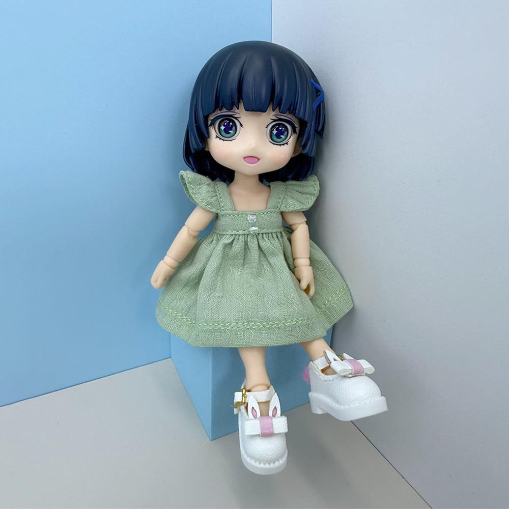 niannyyhouse OB11 1/12 BJD Doll Clothes Dress Bunny Shoes 4.3in Action Figures Doll Dressup (Green)