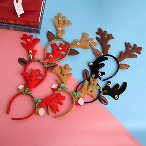 Reindeer Antlers Headband Christmas and Easter Party Headbands, Deer Antlers Headband with Bells Cute Reindeer Ears Headband